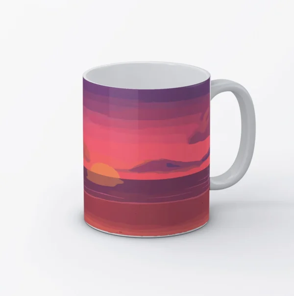 Taza Blanca 11oz Escandalosos 02 – ¡Un atardecer que acompaña tu día! 🌅☕✨ - Image 4