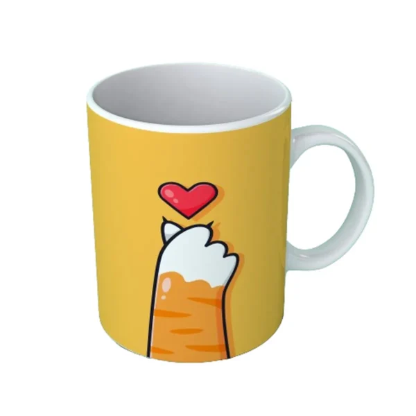 Taza Blanca 11oz Fondo Naranja con Garrita de Gato y Corazón – ¡Dulzura y estilo único! - Image 4