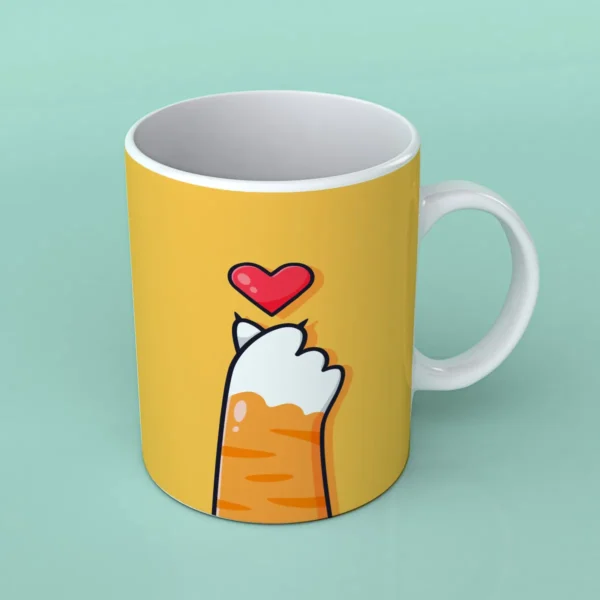 Taza Blanca 11oz Fondo Naranja con Garrita de Gato y Corazón – ¡Dulzura y estilo único! - Image 3