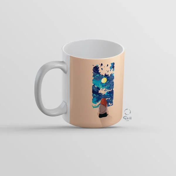 Taza Blanca 11oz Acuarela de Mujer y atardecer – ¡Arte en tus manos! - Image 3