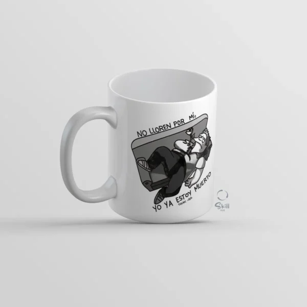 Taza Blanca 11oz Barney Simpson en Blanco y Negro – Frase "Yo Ya Estoy Muerto" - Image 4