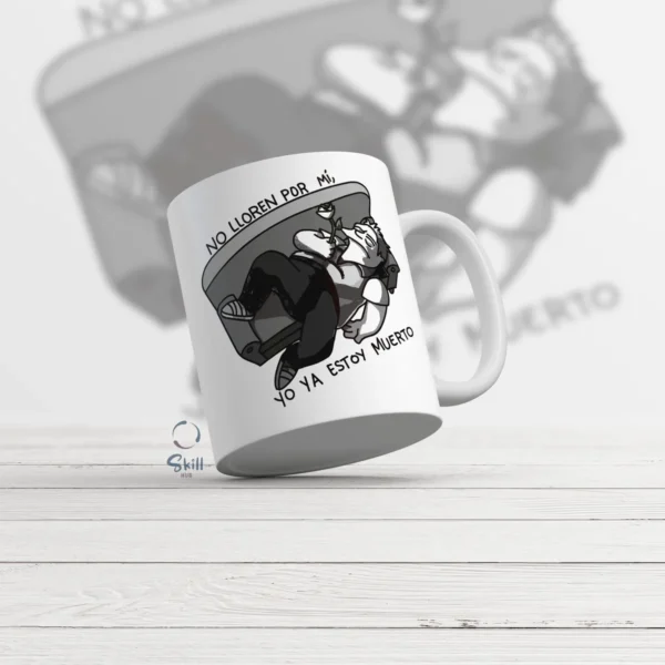 Taza Blanca 11oz Barney Simpson en Blanco y Negro – Frase "Yo Ya Estoy Muerto" - Image 2