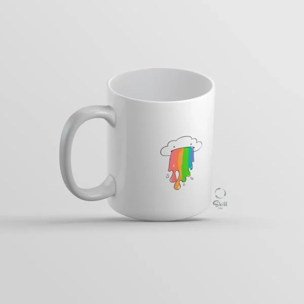 Taza Blanca 11oz Nube Vomitando Arcoíris – Divertida y Colorida - Image 5