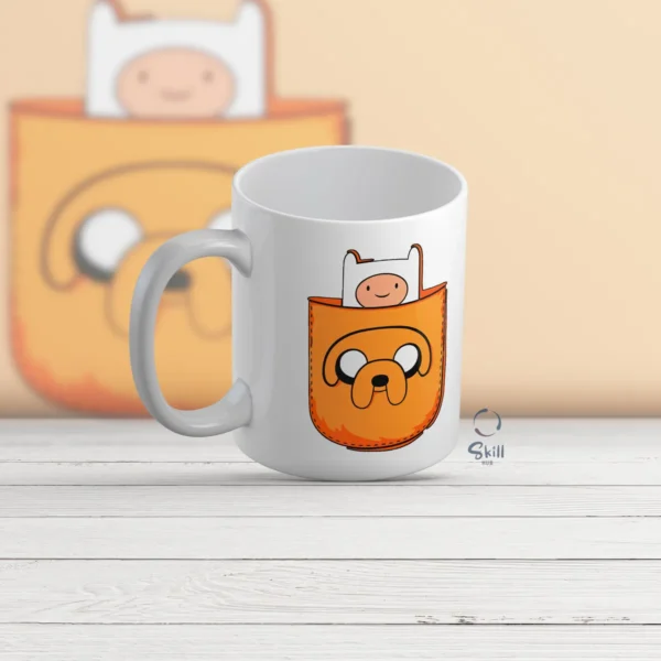 Taza Blanca 11oz Finn y Jake - Hora de Aventura ☕✨