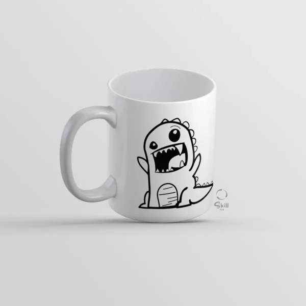 Taza Blanca 11oz Dinosaurio Kawaii Gritando – ¡Diversión en Cada Sorbo! 🦖✨ - Image 4