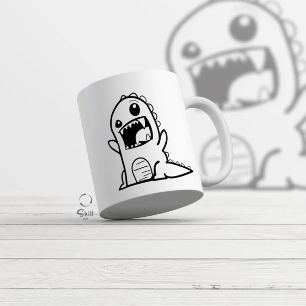 Taza Blanca 11oz Dinosaurio Kawaii Gritando – ¡Diversión en Cada Sorbo! 🦖✨ - Image 2