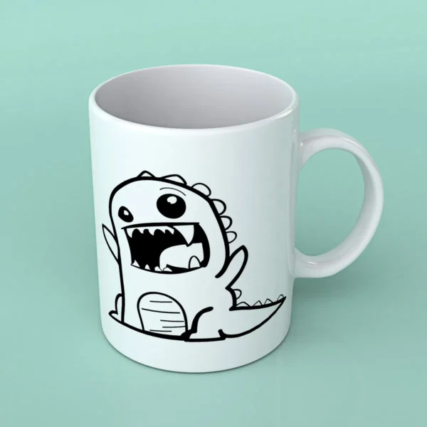 Taza Blanca 11oz Dinosaurio Kawaii Gritando – ¡Diversión en Cada Sorbo! 🦖✨ - Image 3