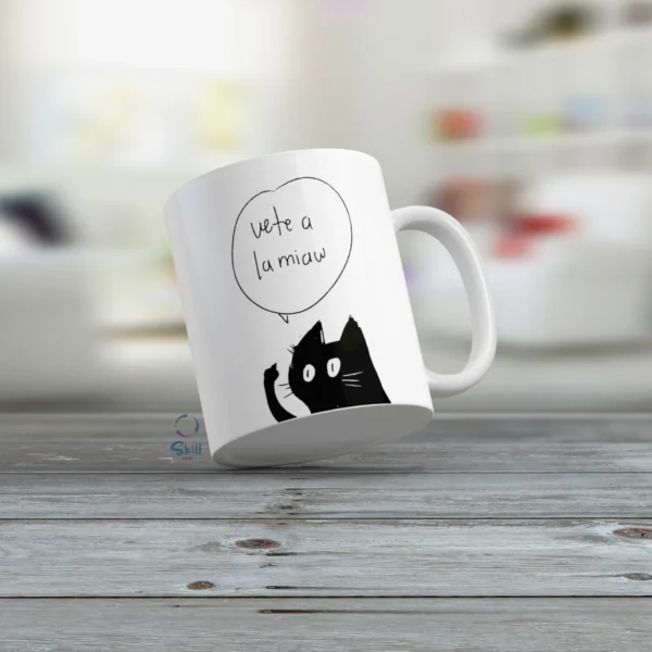 Taza Blanca 11oz Meme Gato Negro – "Vete a la Miaw" 😾✨ - Image 2