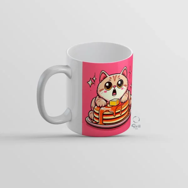 Taza Blanca 11oz – Gatitos y Hotcakes Kawaii 🐱🥞 - Image 3