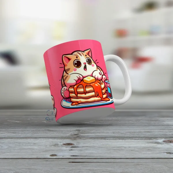 Taza Blanca 11oz – Gatitos y Hotcakes Kawaii 🐱🥞 - Image 2